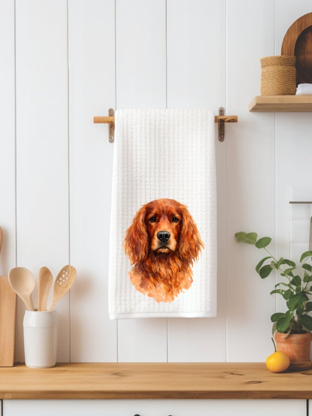 Irish Setter Dog Waffle Weave Decorative Kitchen Tea Towel